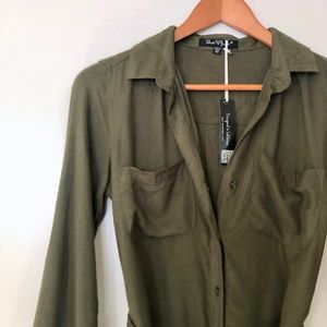 NWT Velvet Heart Olive Shirt Dress w/ Pockets